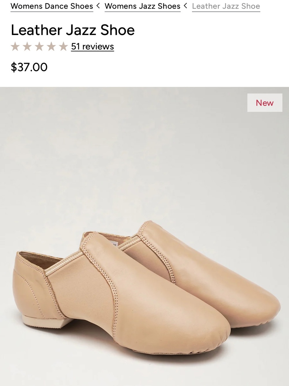 Women’s Leather Jazz Flats in Nude - Slip-On Dance Loafers